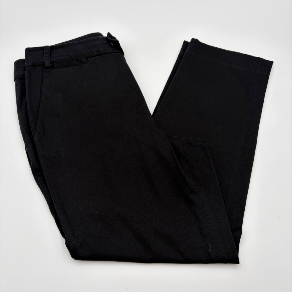 Lauren Ralph Lauren Black Stretch Cotton Ankle Pants Size 10 Gold Button Slim